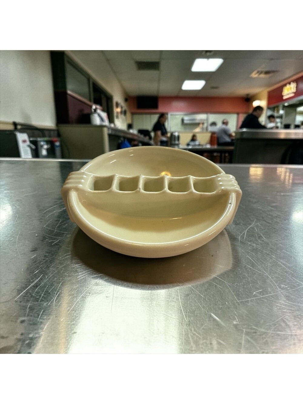 Art Deco Depression Ashtray Snuf A Rette Cream Color Ceramic  VTG 1930s USED - Picture 2 of 8